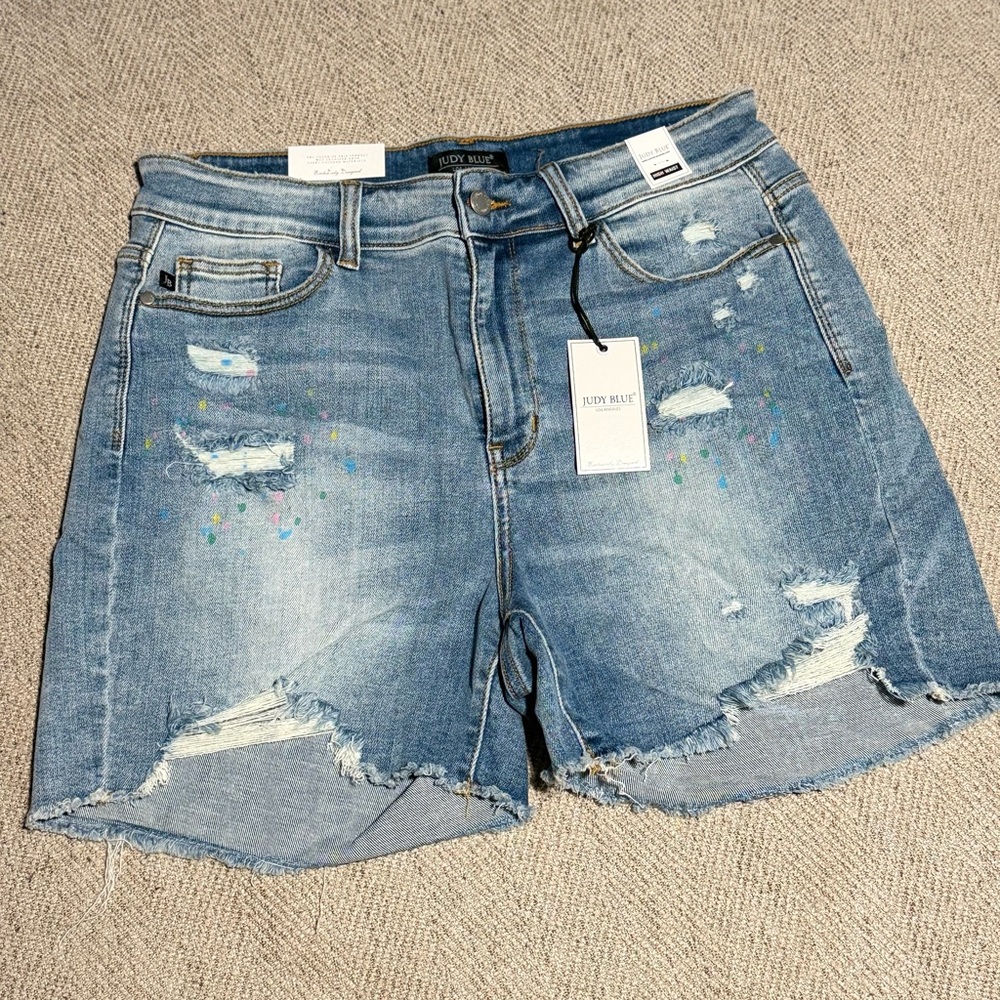 Judy Blue Women's Ripped Jean Shorts - Light Blue